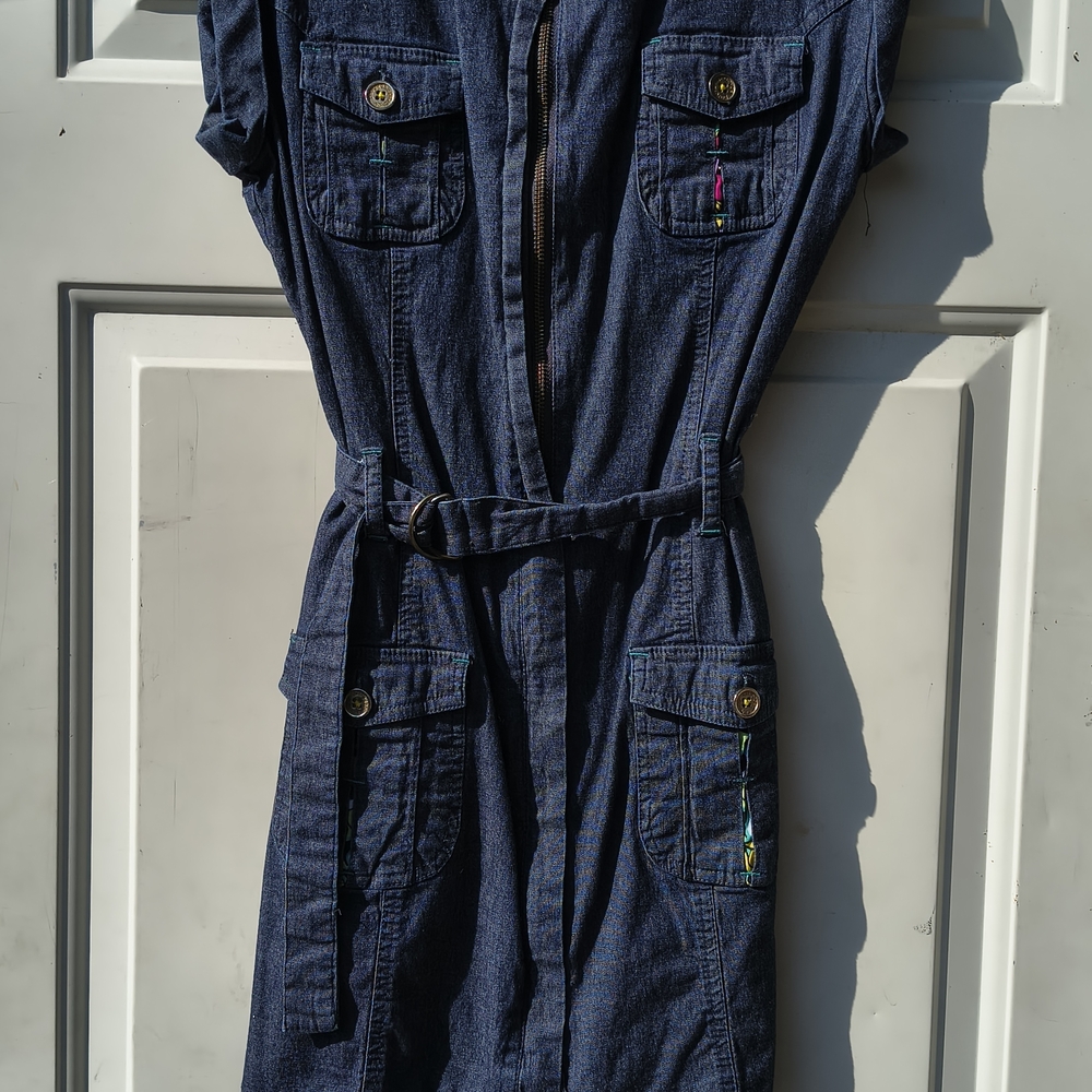 Casual Denim Mini Dress with Belt